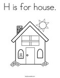 H is for house. Coloring Page