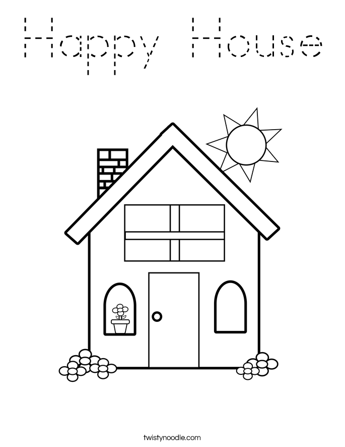Happy House Coloring Page