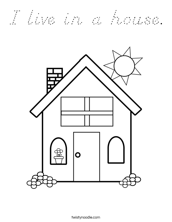 I live in a house. Coloring Page