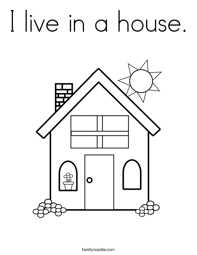 I live in a house. Coloring Page