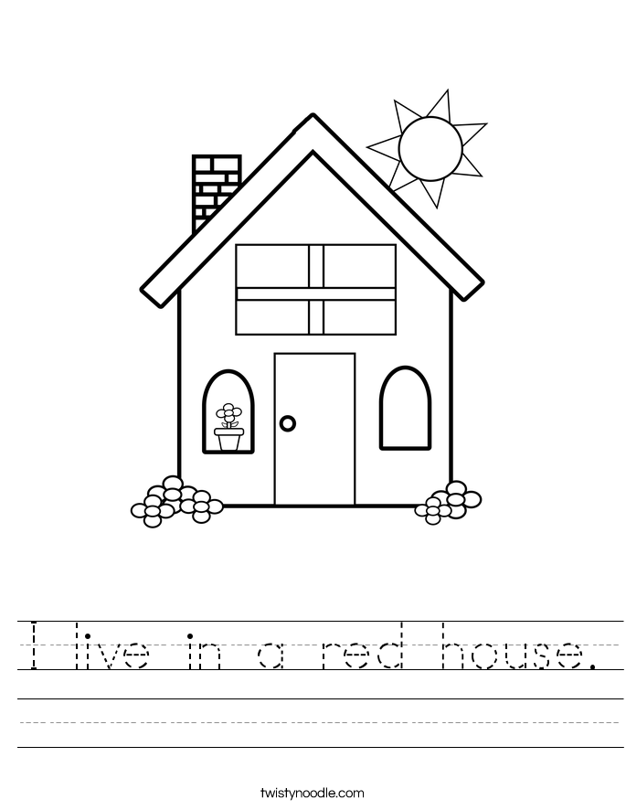 I live in a red house. Worksheet