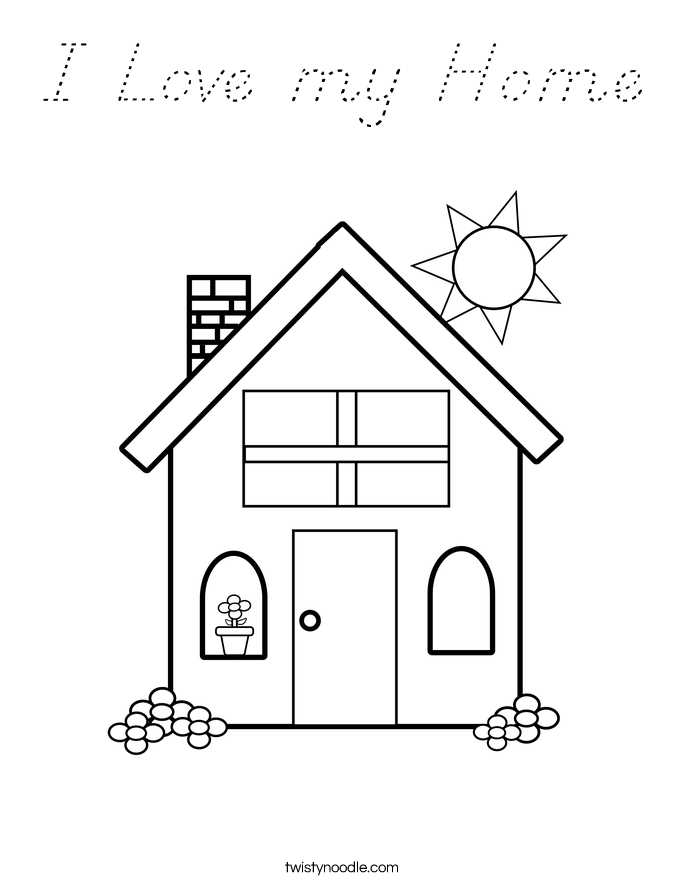 I Love my Home Coloring Page