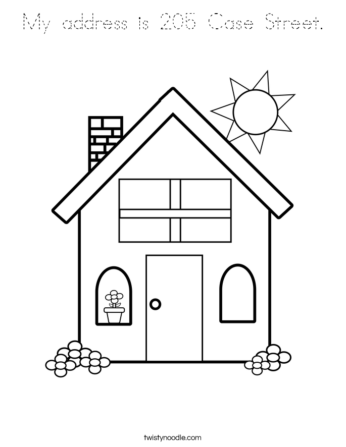 My address is 205 Case Street. Coloring Page