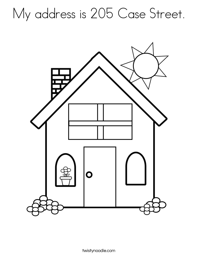 My address is 205 Case Street. Coloring Page