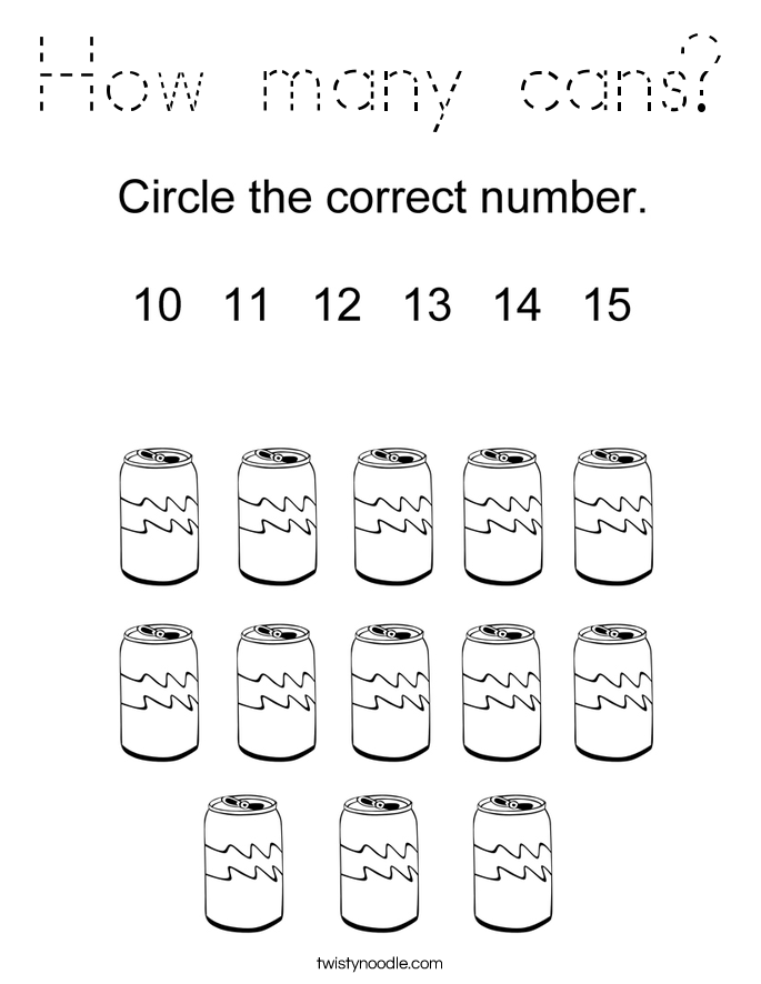 How many cans? Coloring Page