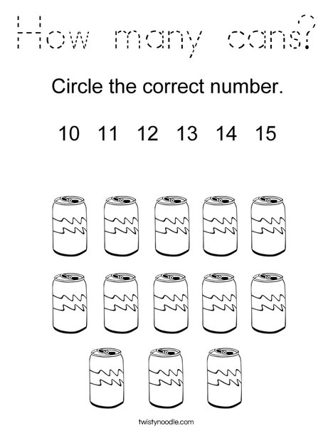 How many cans? Coloring Page