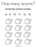 How many acorns Coloring Page