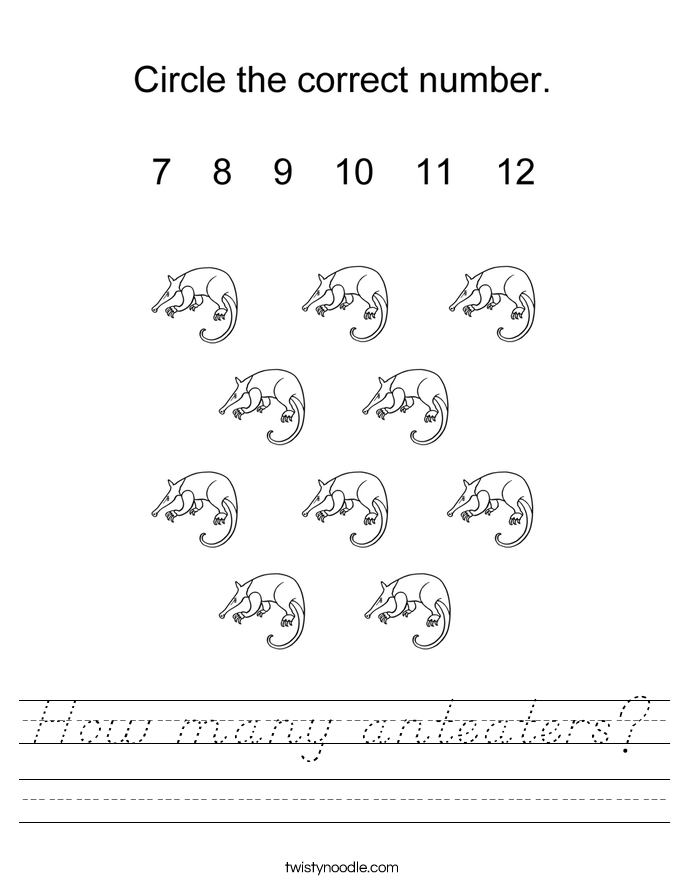 How many anteaters? Worksheet