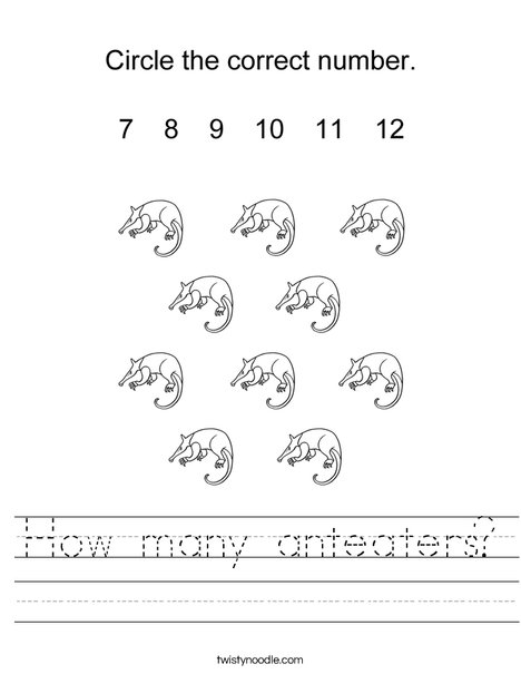 How many anteaters? Worksheet