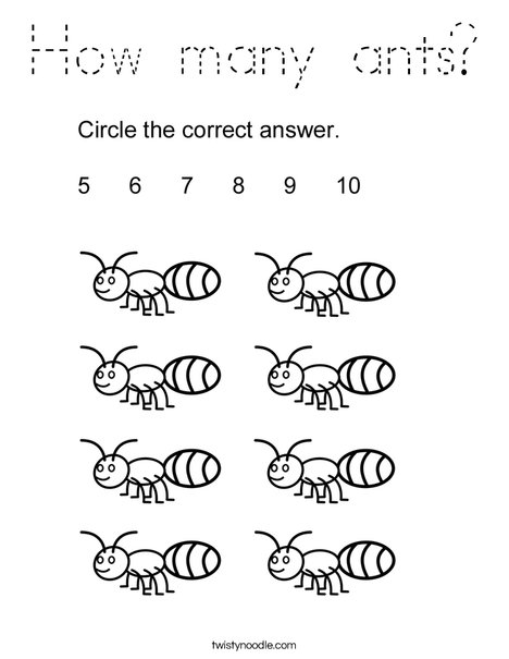 How many ants? Coloring Page