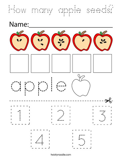 How many apple seeds? Coloring Page