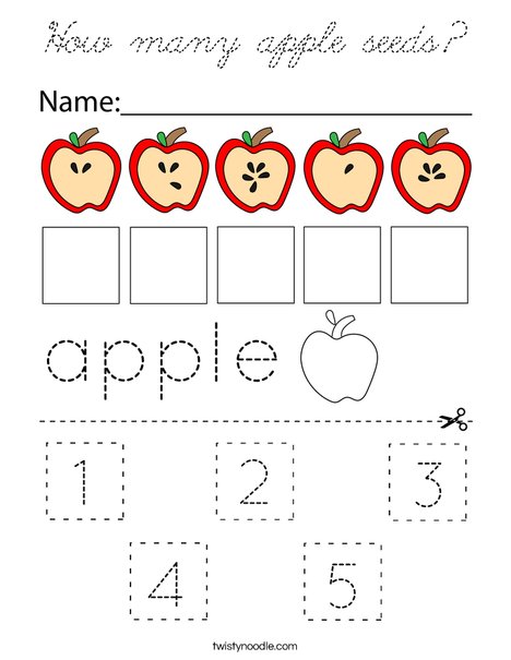 How many apple seeds? Coloring Page