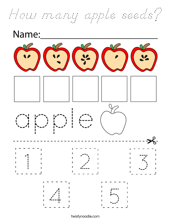 How many apple seeds? Coloring Page