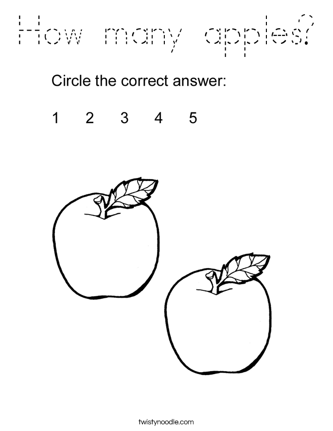 How many apples? Coloring Page