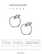 kinder 2 worksheet How many apples Handwriting Sheet
