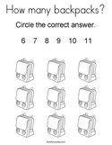 How many backpacks Coloring Page