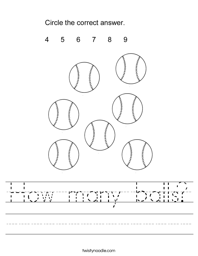 How many balls? Worksheet