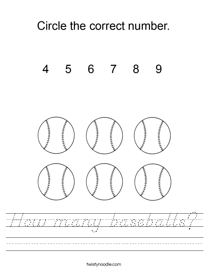 How many baseballs? Worksheet