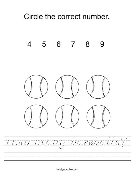 How many baseballs? Worksheet
