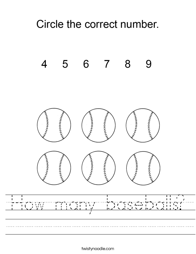 How many baseballs? Worksheet