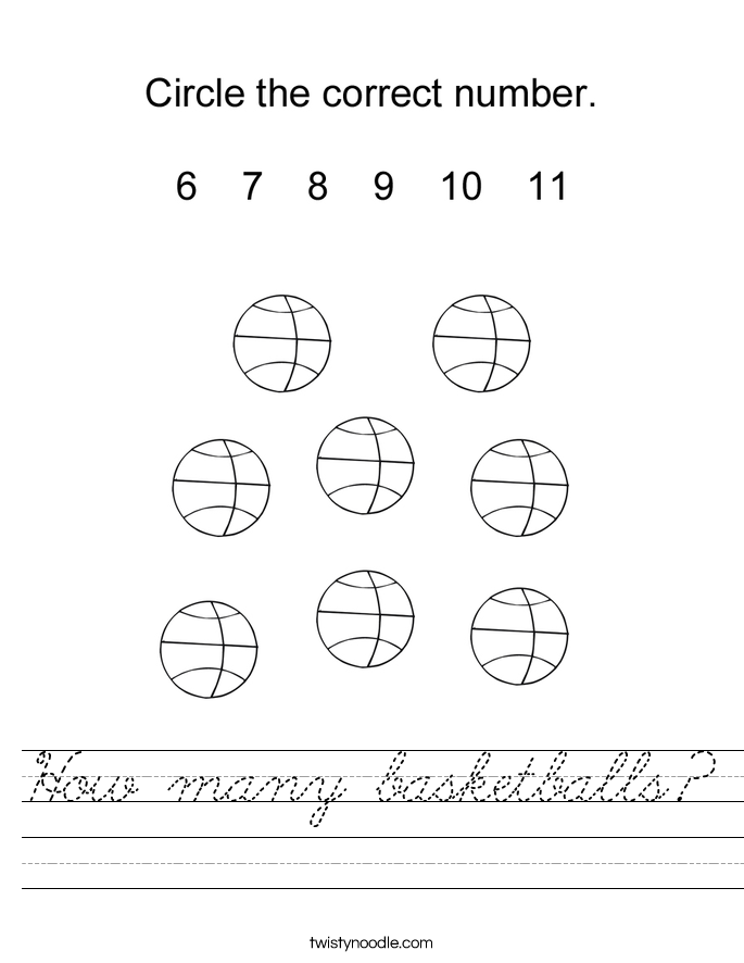 how many basketballs worksheet cursive twisty noodle