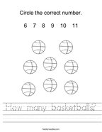 How many basketballs Handwriting Sheet