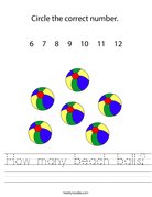 How many beach balls Handwriting Sheet