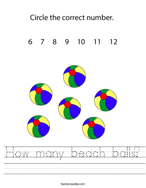 How many beach balls? Worksheet