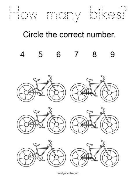 How many bikes? Coloring Page