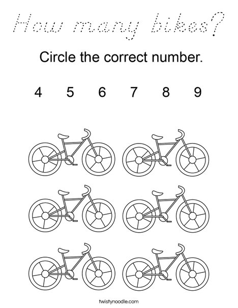 How many bikes? Coloring Page
