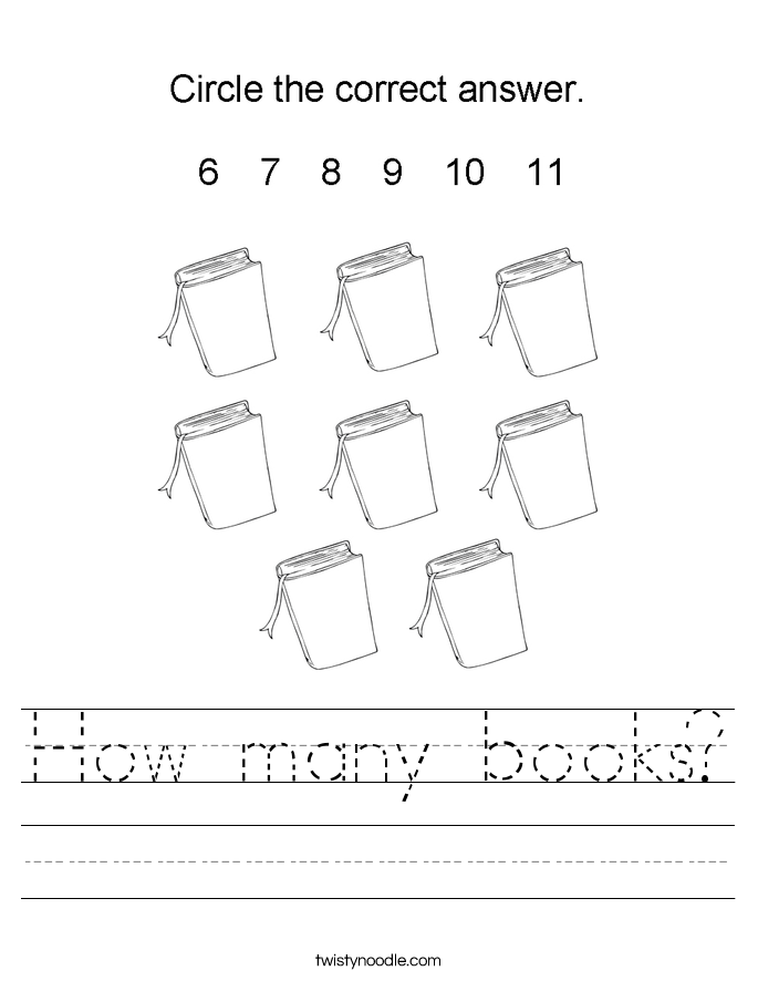 how many books worksheet twisty noodle