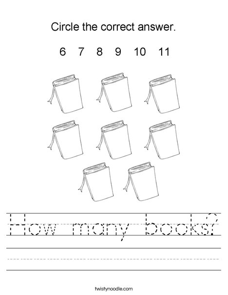 How Many Books Worksheet Twisty Noodle How Many Books Worksheet