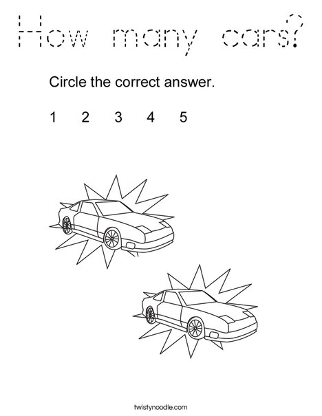 How many cars? Coloring Page