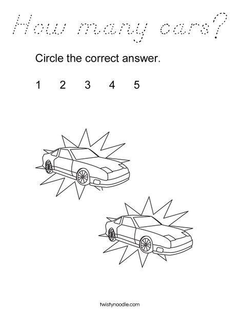 How many cars? Coloring Page
