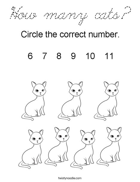 How many cats? Coloring Page