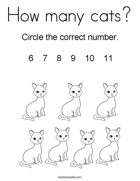 How many cats? Coloring Page