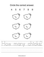 How many chicks Handwriting Sheet