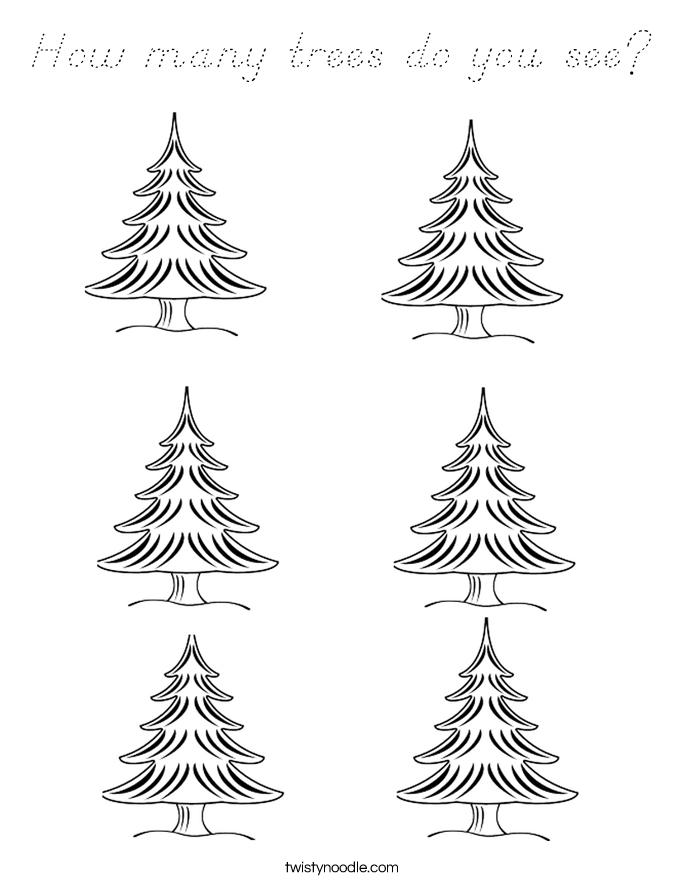 How many trees do you see? Coloring Page
