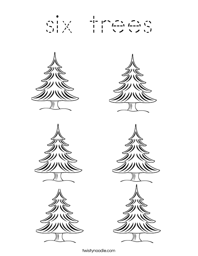 six trees Coloring Page