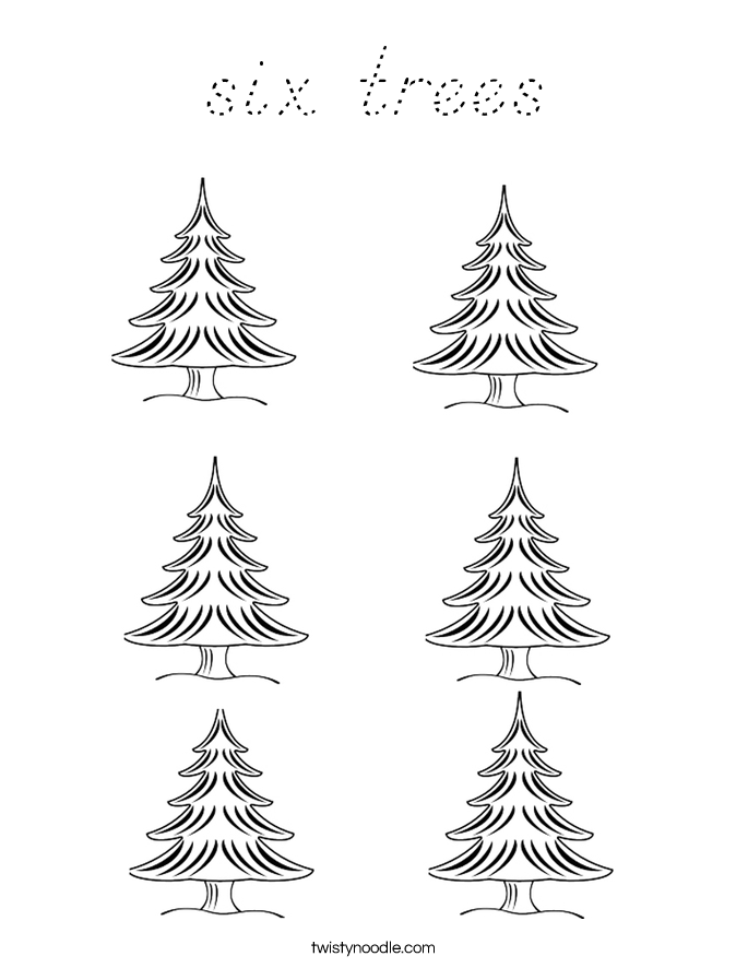 six trees Coloring Page