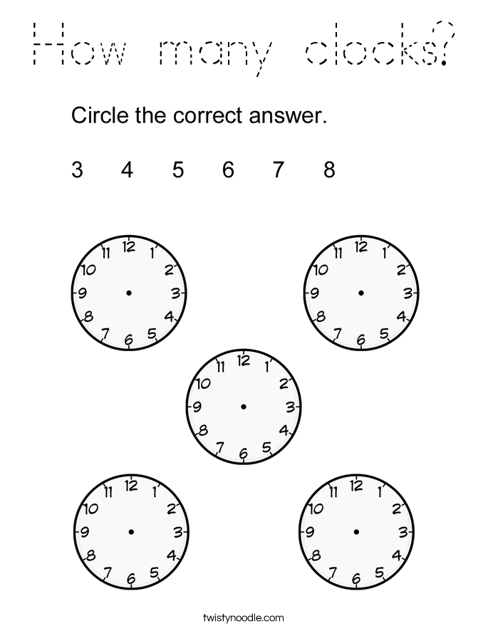 How many clocks? Coloring Page