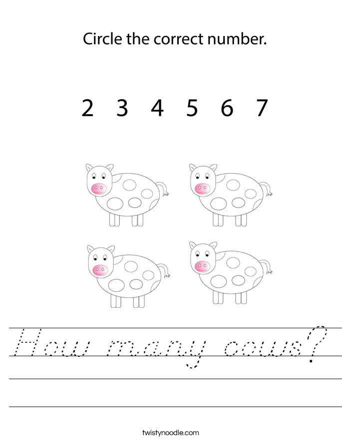 How many cows? Worksheet