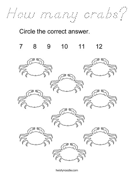 How many crabs? Coloring Page