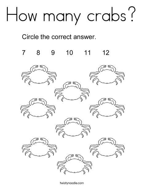 How many crabs? Coloring Page