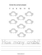 How many crabs Handwriting Sheet