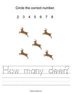 How many deer Handwriting Sheet