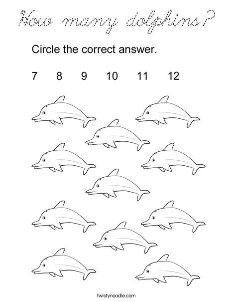 How many dolphins? Coloring Page