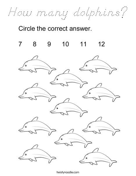 How many dolphins? Coloring Page