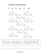 How many dolphins Handwriting Sheet