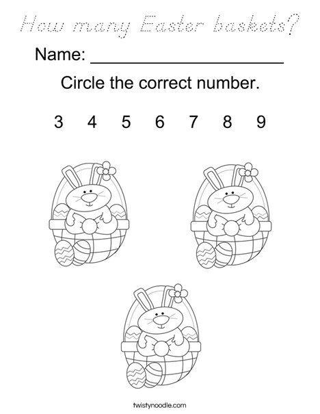 How many Easter baskets? Coloring Page